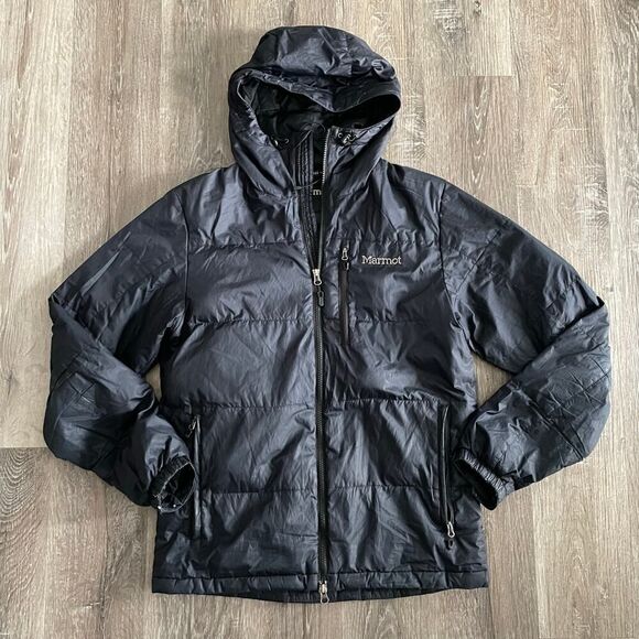 Marmot Men's Down Insulated Black Hoody Jacket - Size: Small - Picture 11 of 11